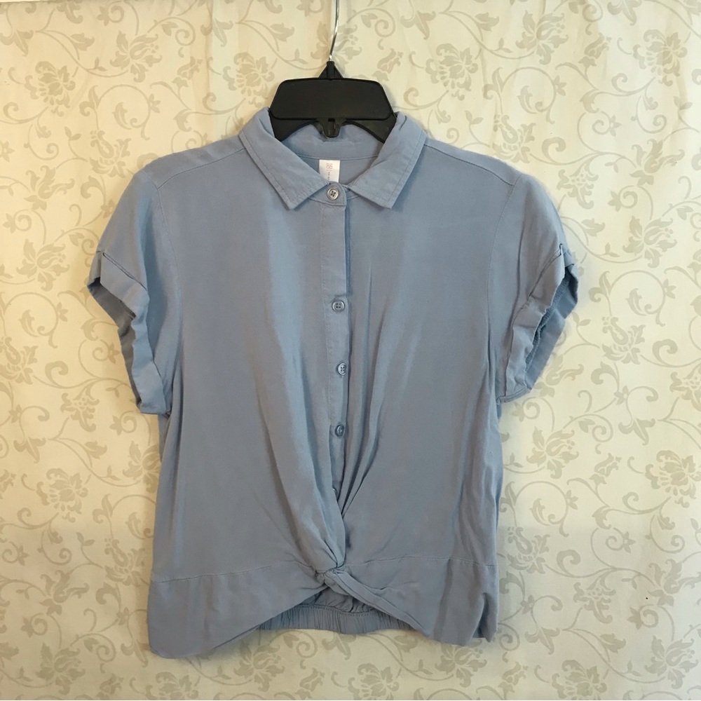 No Boundaries Blue Short Sleeve Shirt Blouse Size S (3-5)